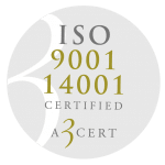 Logotyp för certifieringen ISO 9001 och ISO 14001