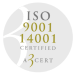 Logotyp för certifieringen ISO 9001 och ISO 14001